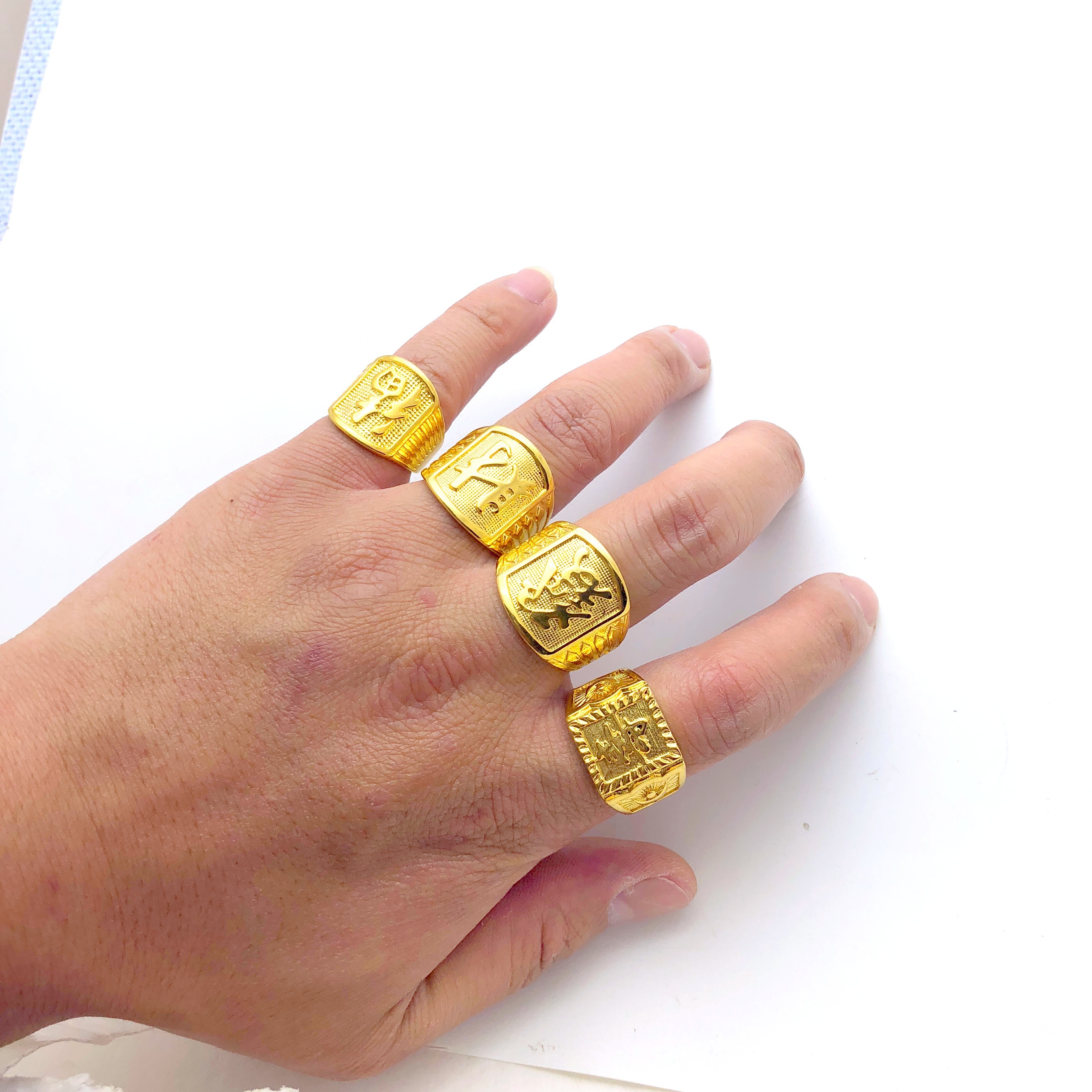 貔貅戒指 男黄金 男士