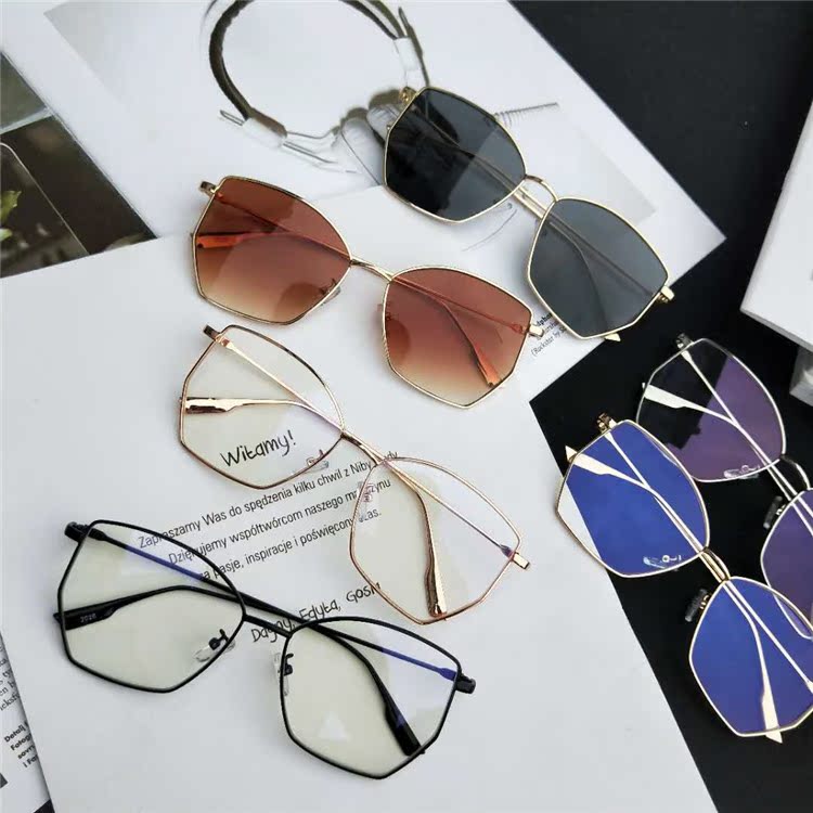 偶像练习生朱正廷同款眼镜男女多边形不规则金