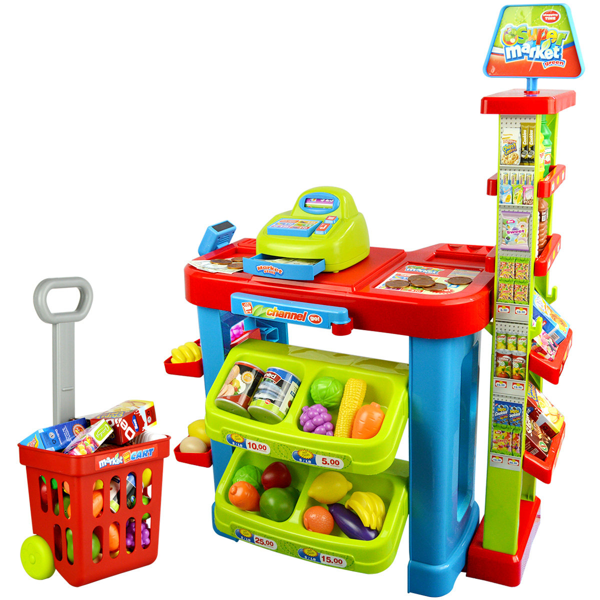 大型超市购物收银台购物车儿童仿真过家家玩具