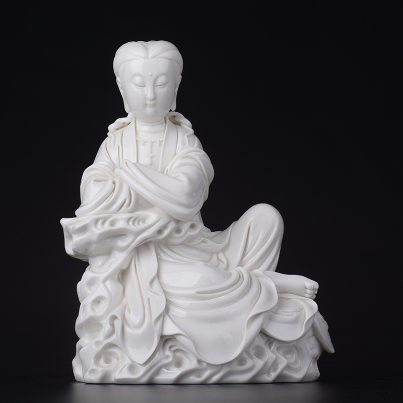 仿何朝宗渡海观音菩萨佛像陶瓷家居客厅玄关风水装饰禅意艺术摆件_7折