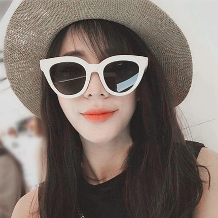 墨镜女韩版潮复古原宿风街拍大脸学生太阳镜白框眼镜圆脸复古瘦脸_7折
