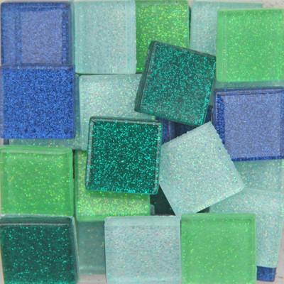 2厘米闪粉玻璃马赛克diy幼儿园手工材料超炫超萌彩色大方形散粒