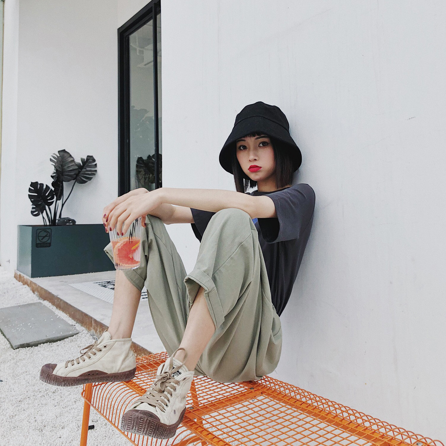 街拍hiphop裤子女潮初恋裤休闲裤女学生韩版