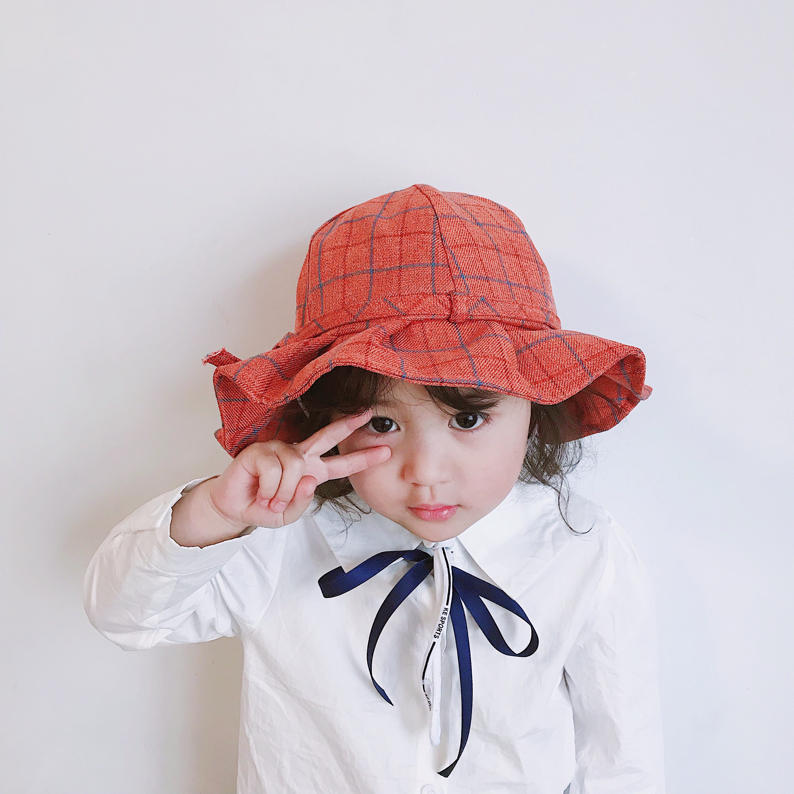 女童帽子_春天女宝宝帽子1-2岁儿童渔夫帽遮阳女童公主盆帽波浪边3岁