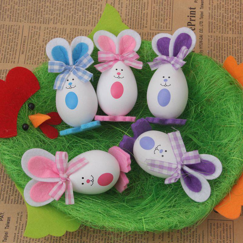 复活节装饰品 兔子蛋 复活节彩蛋diy一包3个可以装饰鸡蛋篮子