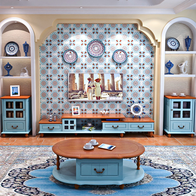 【特价】地中海茶几电视柜组合套装蓝色风格乡村小户专柜正品