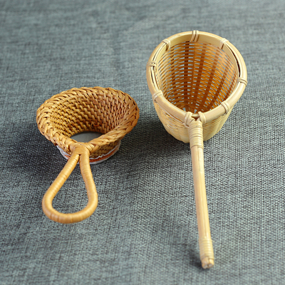 越南藤编茶漏斗茶滤 日式茶道竹滤网茶具零配件 手工竹编茶虑茶漏