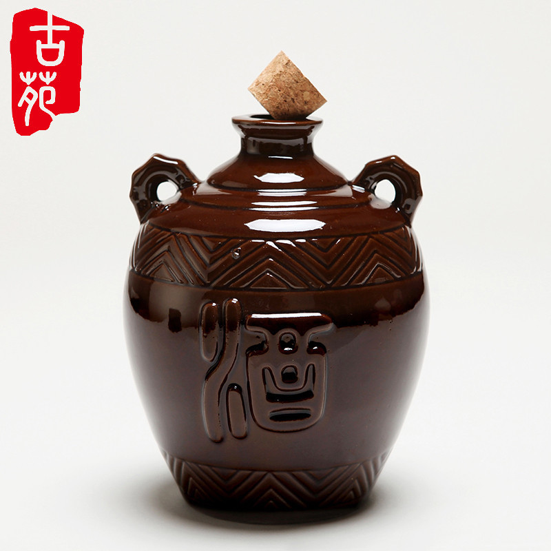 热销酒壶随身_古苑陶瓷酒瓶小酒坛子酒壶仿古2斤装装酒容器家用空酒瓶