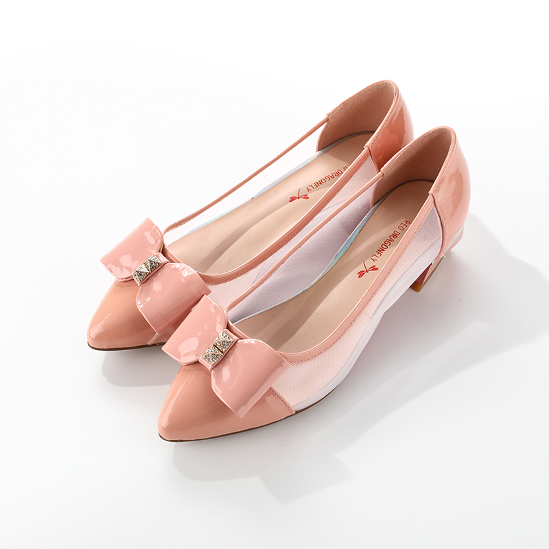 平底_红蜻蜓女鞋女单鞋新款蝴蝶结装饰平底舒适女鞋特价清仓专柜正品