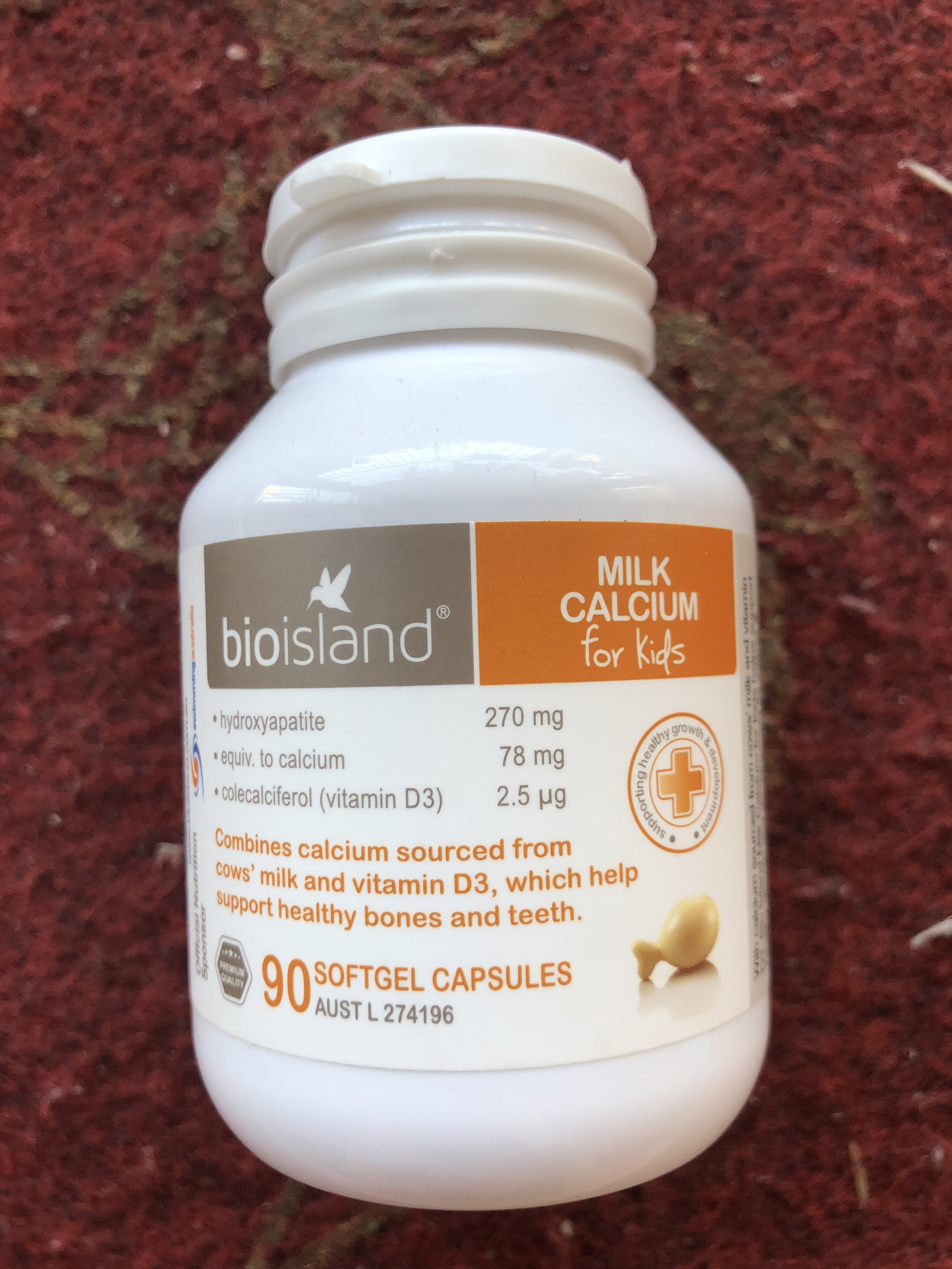 澳洲bio island乳钙婴幼儿童乳钙婴儿液体钙软胶囊宝宝钙片90粒