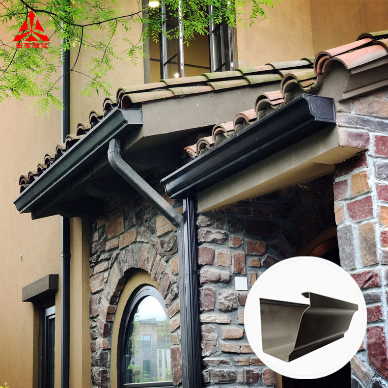 雨水槽_彩铝檐沟 铝合金落水系统雨水槽 雨水管檐槽排水天沟 田园雅墅