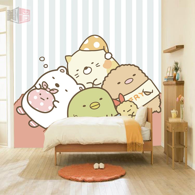 墙纸卡通 儿童房_角落生物壁纸 日本卡通角色白熊河童炸猪排墙纸 儿童
