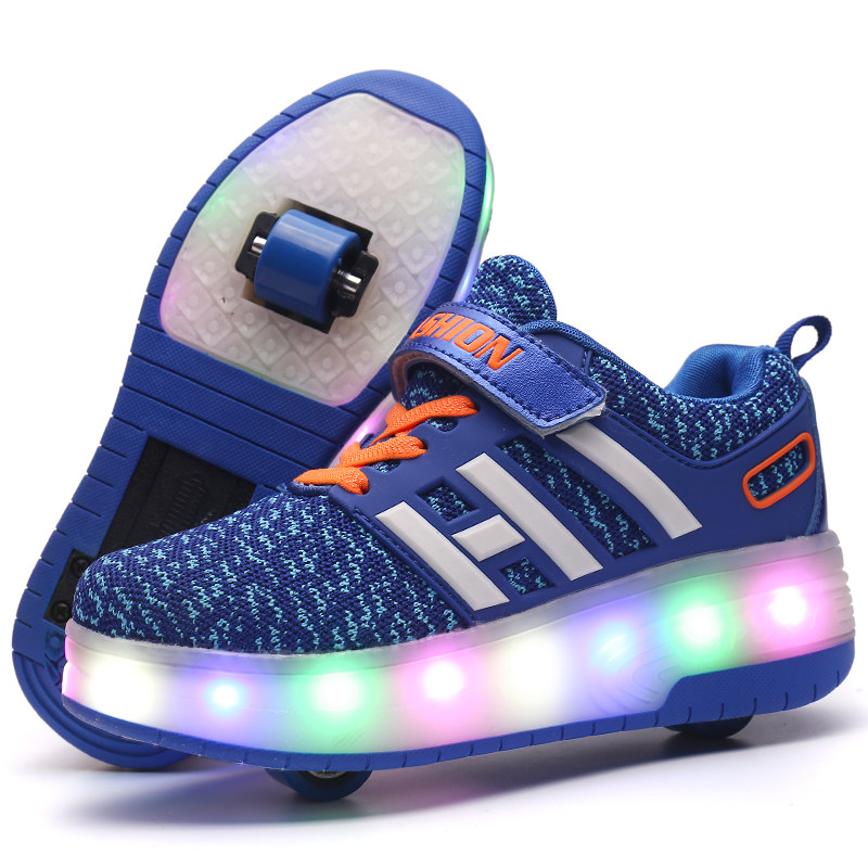 暴走鞋双轮_儿童滑轮运动鞋男孩暴走鞋小孩子爆走鞋双轮自动款男女童