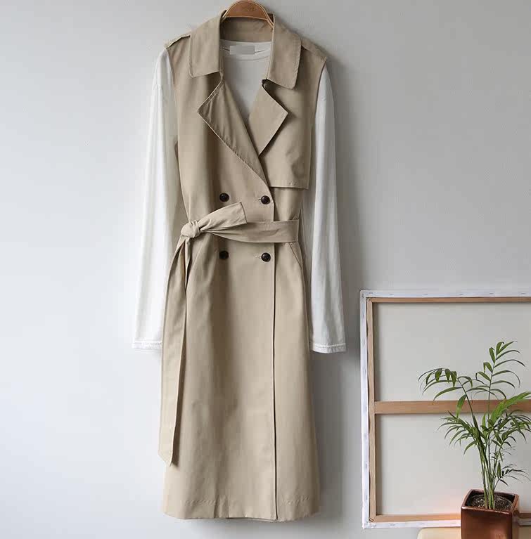 2018春秋新款大码坎肩韩版无袖马夹宽松背心中长款风衣马甲外套女