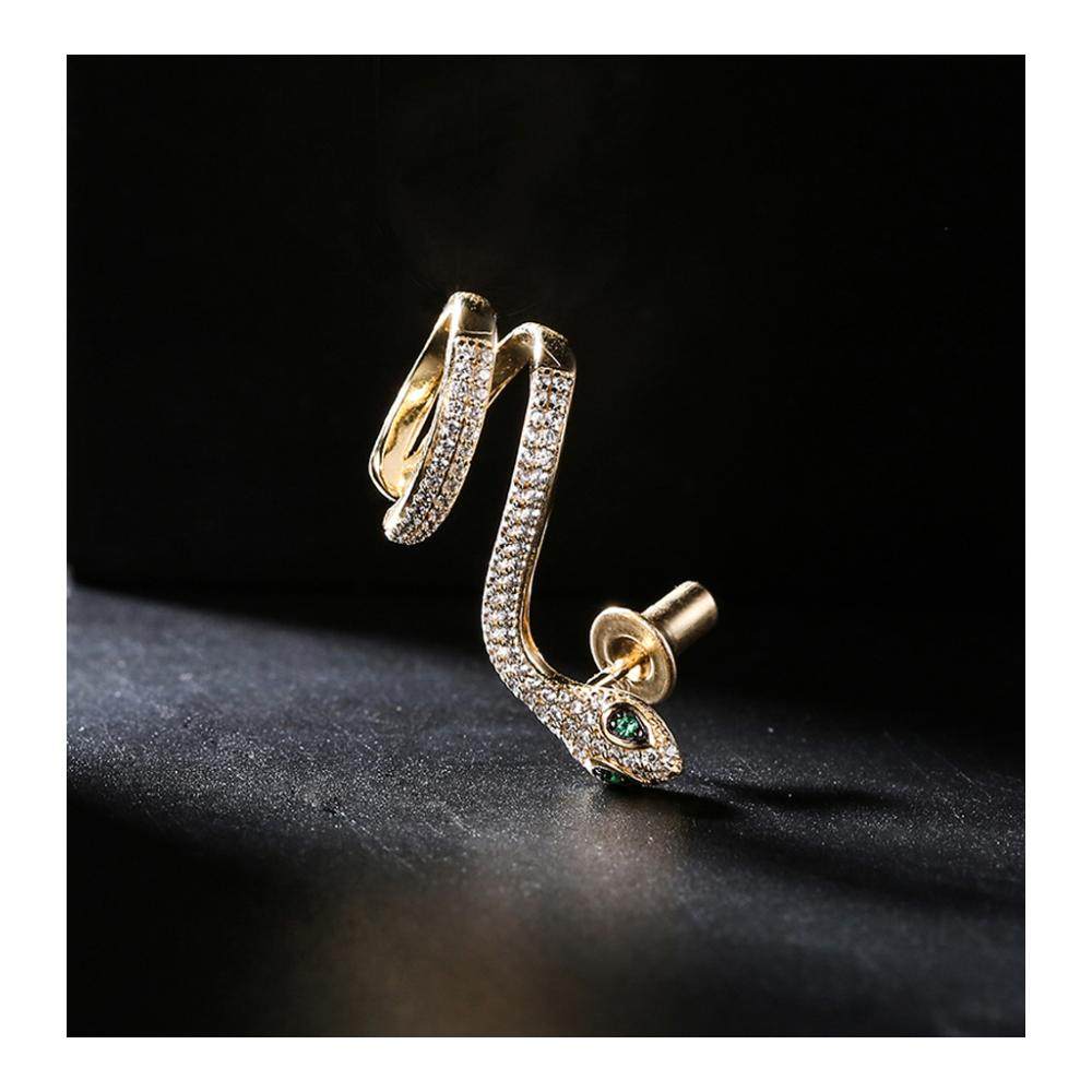 apm金黄色镶晶钻蛇形耳骨夹,时尚吸睛