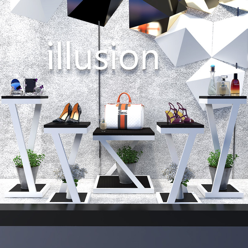 儿童乐园展示柜台_商场服装店展台高低展示架鞋包架流水台橱窗展示柜