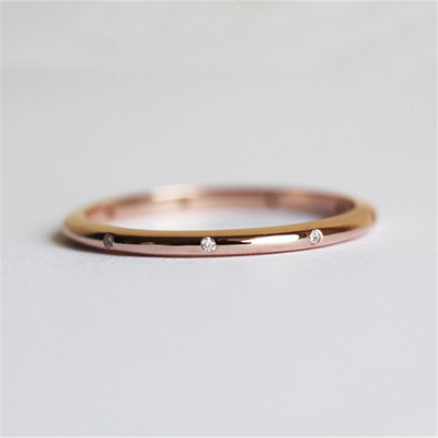 卢布尔雅那手工作坊 八钻14k玫瑰金黄金 镶钻订婚细戒指