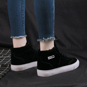 帆布鞋 女 高帮 冬