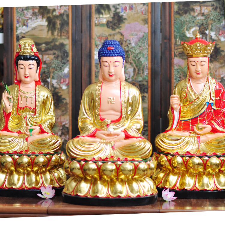 娑婆三圣65厘米 释迦牟尼佛祖 地藏菩萨 观音菩萨 树脂玻璃钢佛像