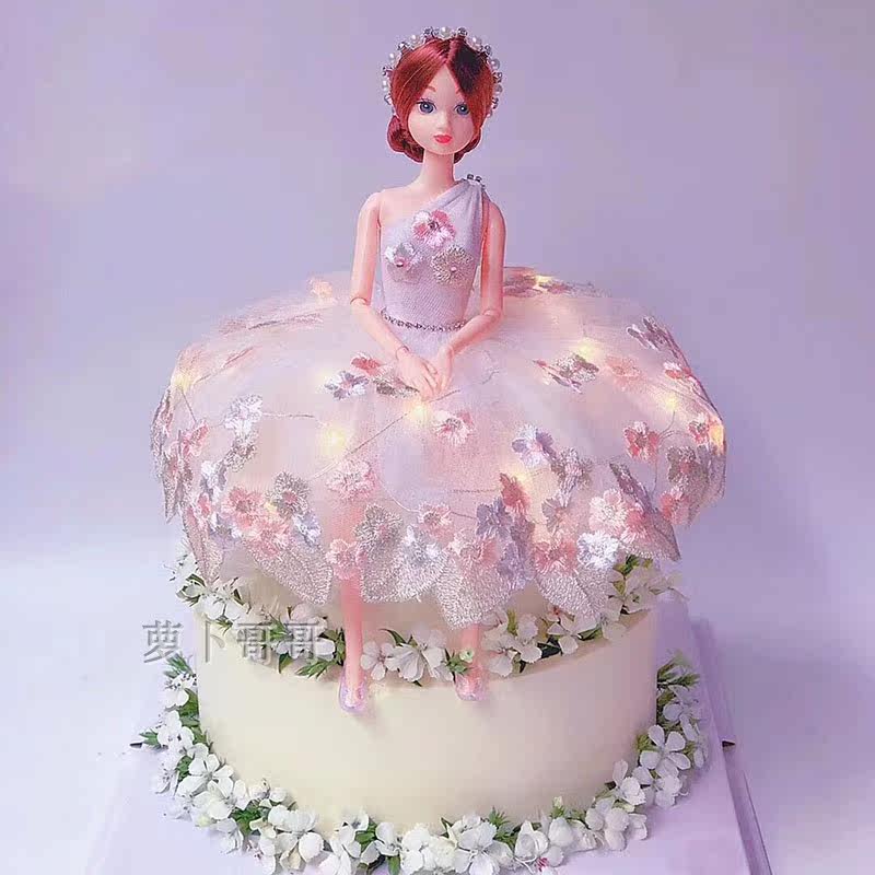 芭比娃娃婚_蛋糕装饰摆件 婚纱娃娃纱裙娃娃生日蛋糕配件 长裙芭比
