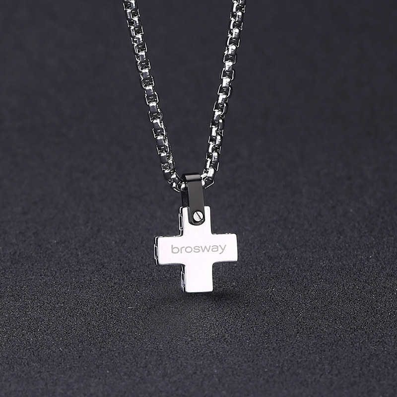 brosway宝思薇sign系列男脖子饰品装饰十字架钛钢个性项链颈链