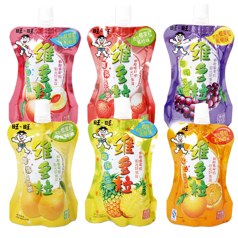 吸吸果冻 可吸_旺旺维多粒果粒果冻爽150g冰糖雪梨可吸果冻布丁椰果吸