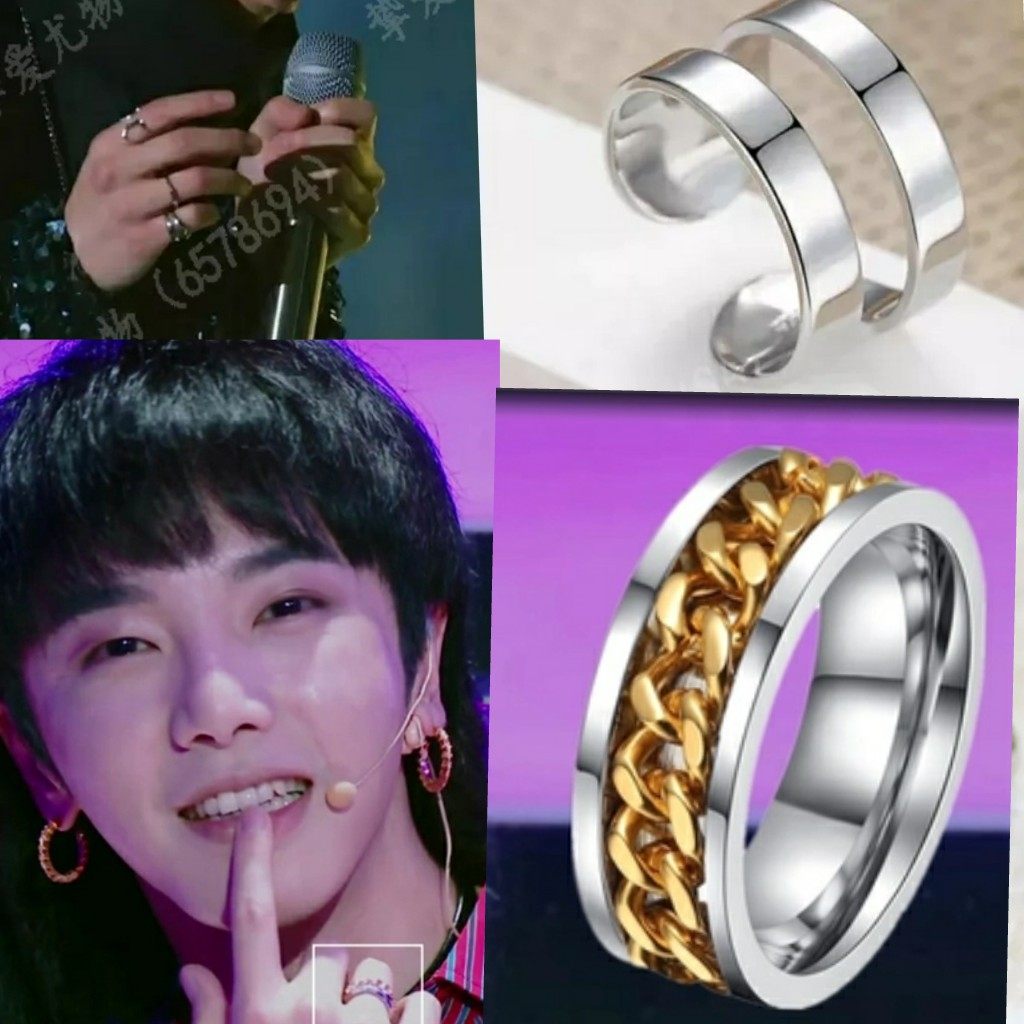 黄金戒指男士男款正品 18k金_双层单戒王牌对王牌2华晨宇同款戒指男女