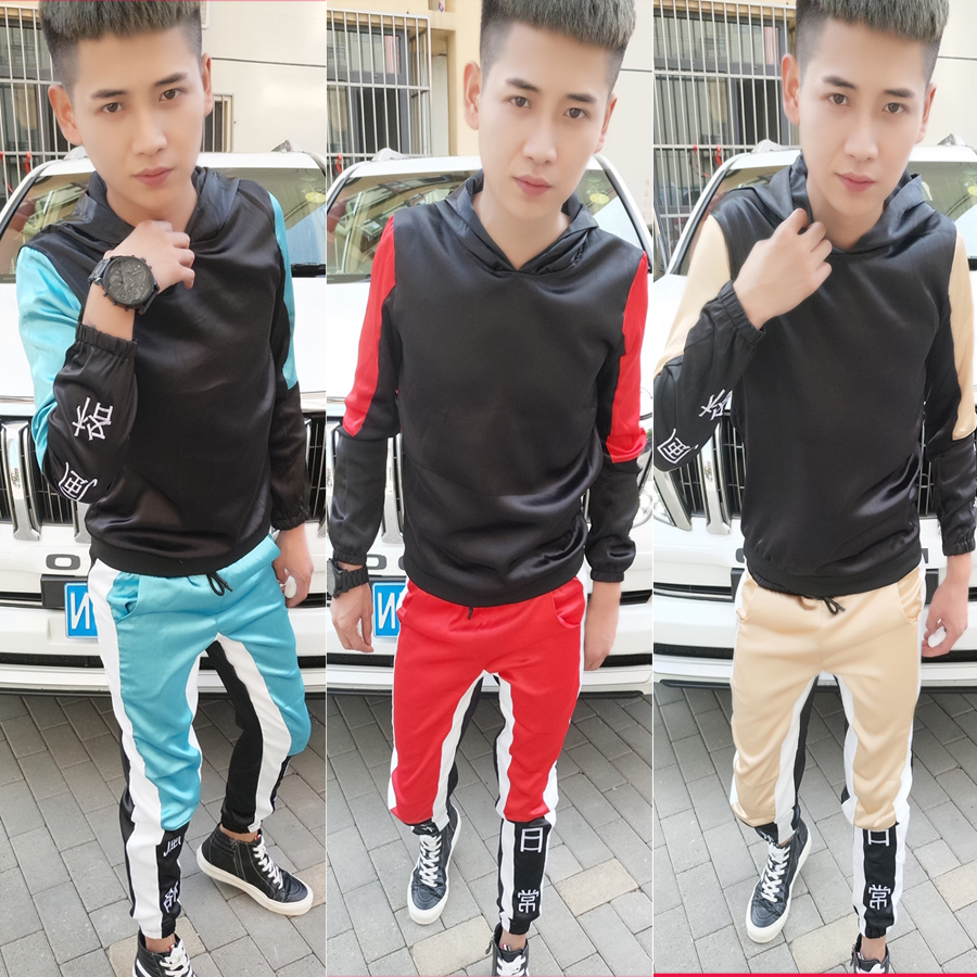 热销社会小伙一套男装_社会人精神小伙快手红人网红同款秋季休闲套装