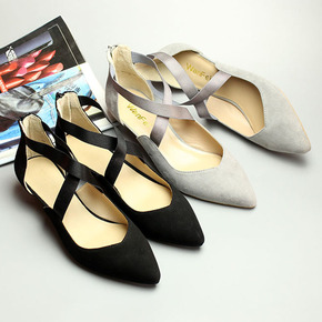 女凉鞋坡跟绒面