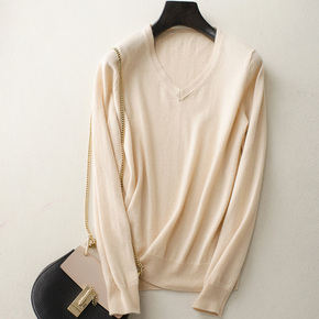 深v领针织衫毛衣 女