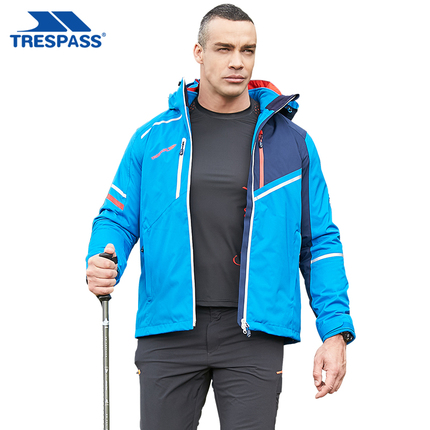带抗静电抓绒/防风防水/保暖透气,英国trespass男士三合一冲锋衣