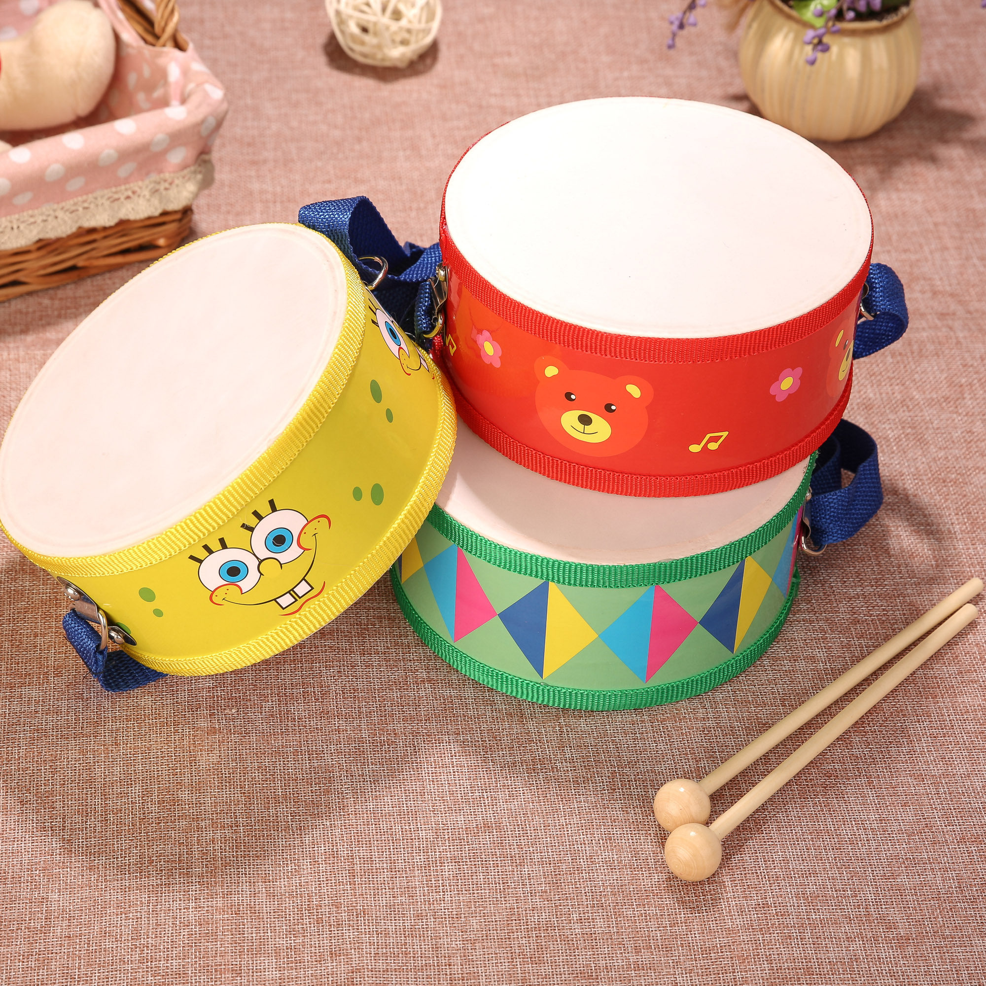 宝宝打击乐器玩具_乐器儿童鼓手敲打击乐器玩具宝宝双面鼓幼儿园男女