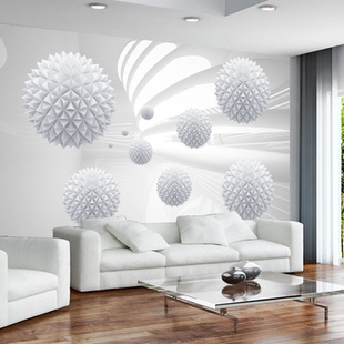北欧简约3d立体壁画白色几何客厅电视背景墙纸沙发无纺布定制壁纸