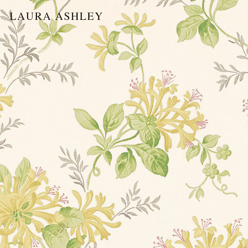 laura ashley 花香系列金银花印花墙纸 花卉图案欧式卧室客厅壁纸