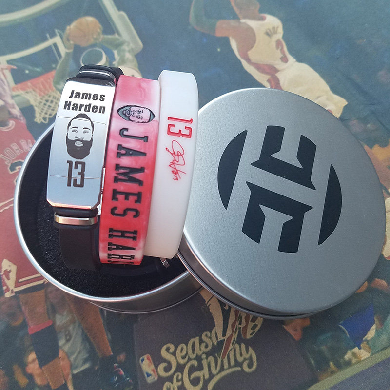 热销nba手环 夜光_nba哈登手环13号火箭队周边可调节篮球硅胶腕带男女