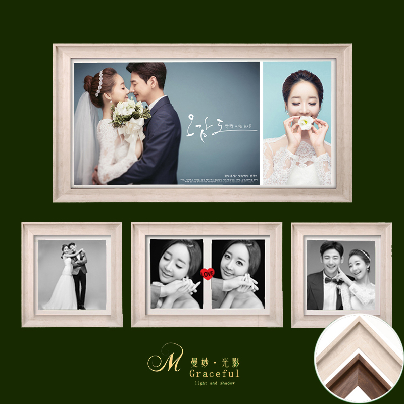 查看淘宝韩式简约现代婚纱照放大相框挂墙定制结婚照片24 30 36 48寸