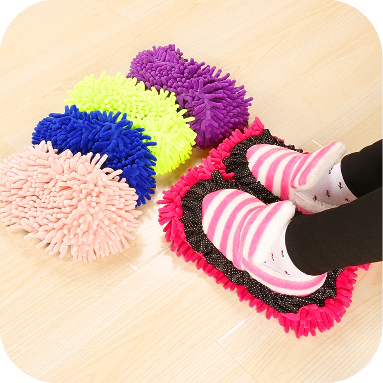 拖鞋懒人_2双包邮 雪尼尔长毛 抹布拖地拖鞋套 懒人用品鞋套拖把头擦