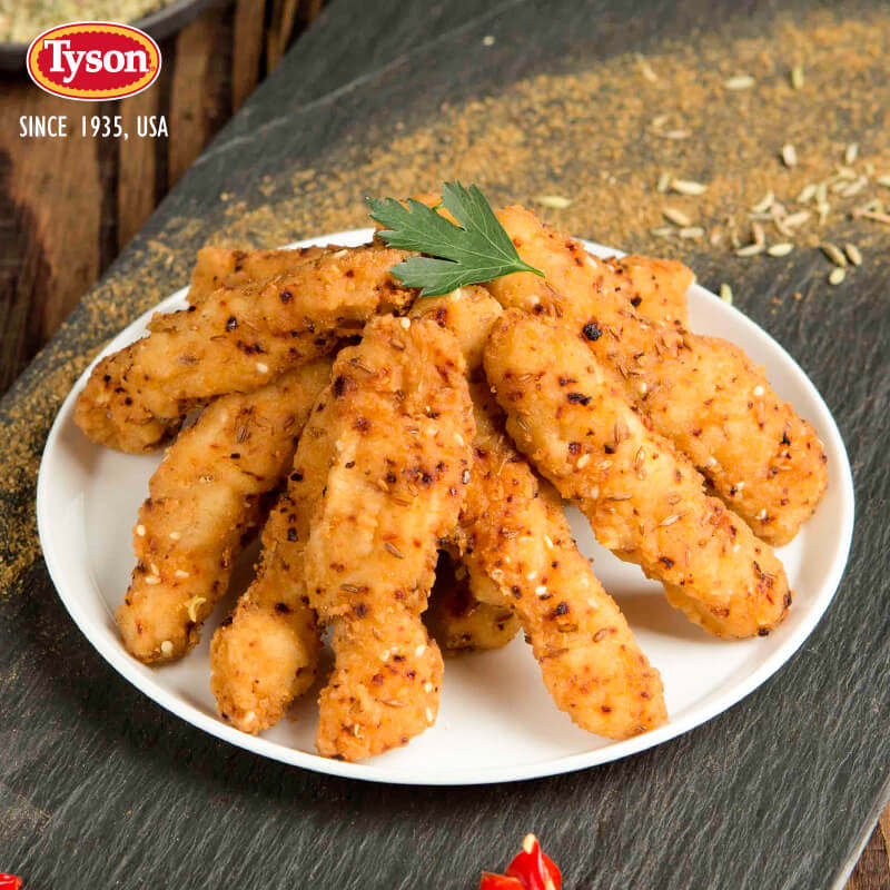 一折鸡柳无骨鸡柳 正大_tyson/泰森孜然鸡柳500g*3方便快捷微波炉鸡肉