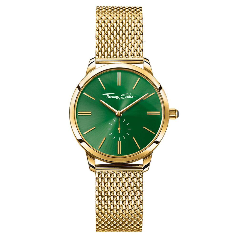 thomas sabo 托马斯萨博金属密织表带孔雀石表冠时尚手表女wa0275