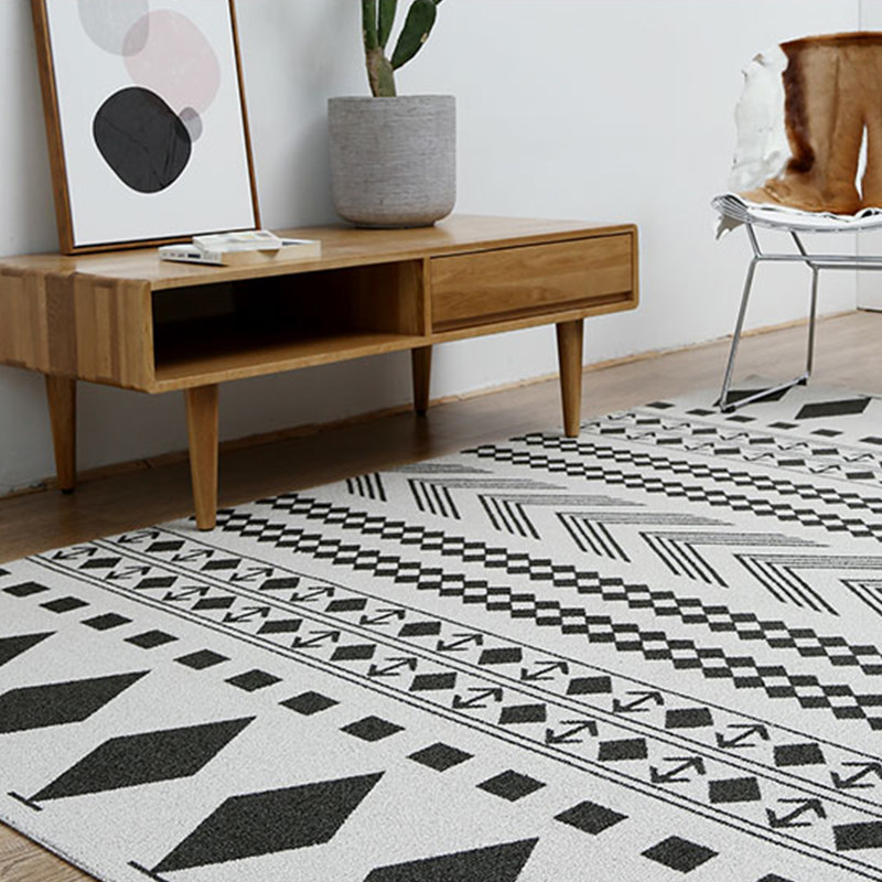 北欧几何图形地毯银灰色拼接民族风几何儿童爬