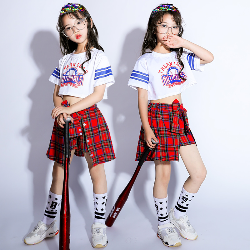爵士舞服装儿童街舞套装女童嘻哈hiphop演出服女孩露脐表演服潮装 $