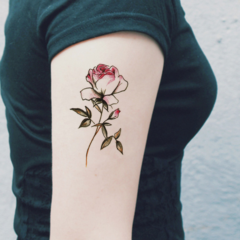 亿彩腾飞纹身贴 玫瑰花纹身贴 仿真纹身纸 纹身贴纸 防水纹身贴