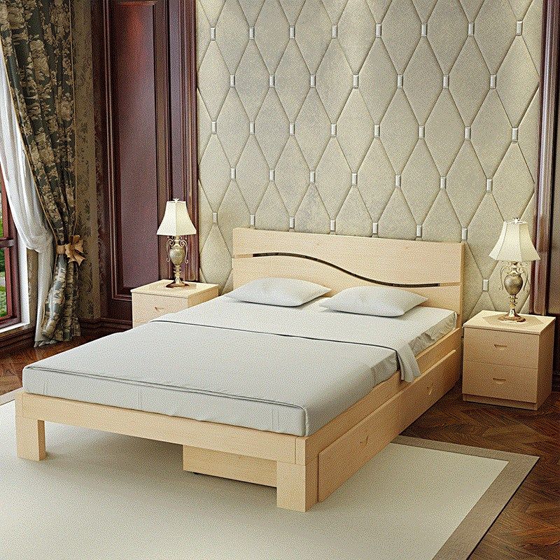 实木床1_1米2小床单人床实木床一米宽简单松木床1.