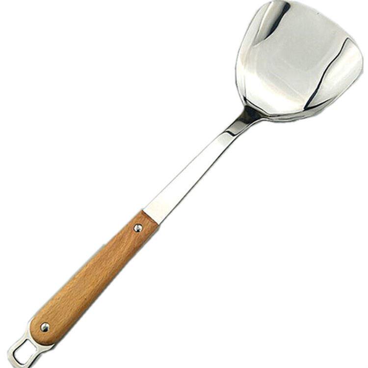 旺利来 不锈钢锅铲木柄 加厚炒菜铲子一体烹饪炒铲餐具厨房用品铲