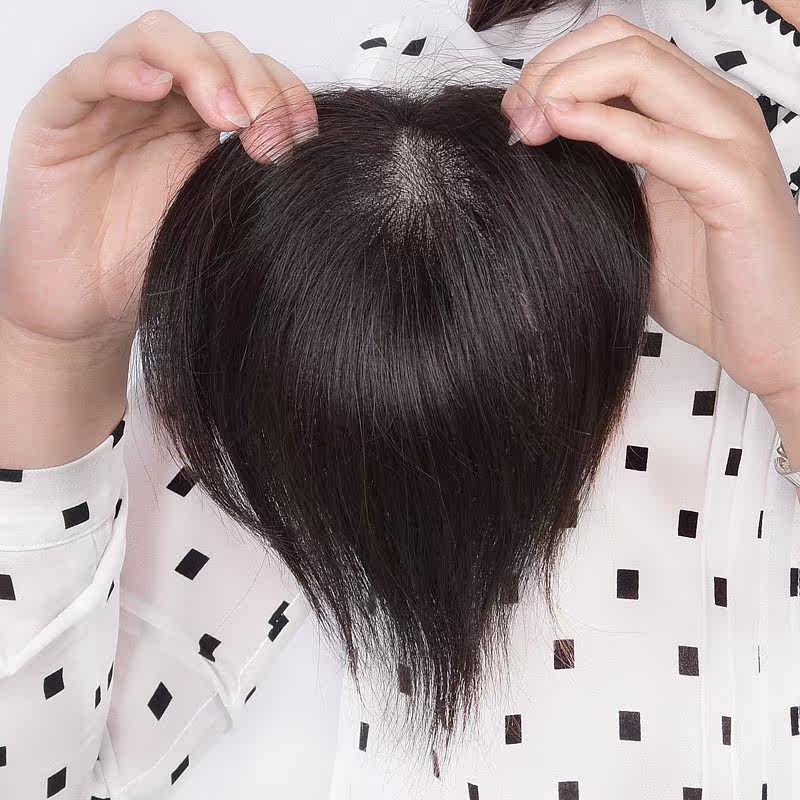 遮白发假发片真发_假发女短发头顶补发片漂亮无痕 遮隐形假发片真发女