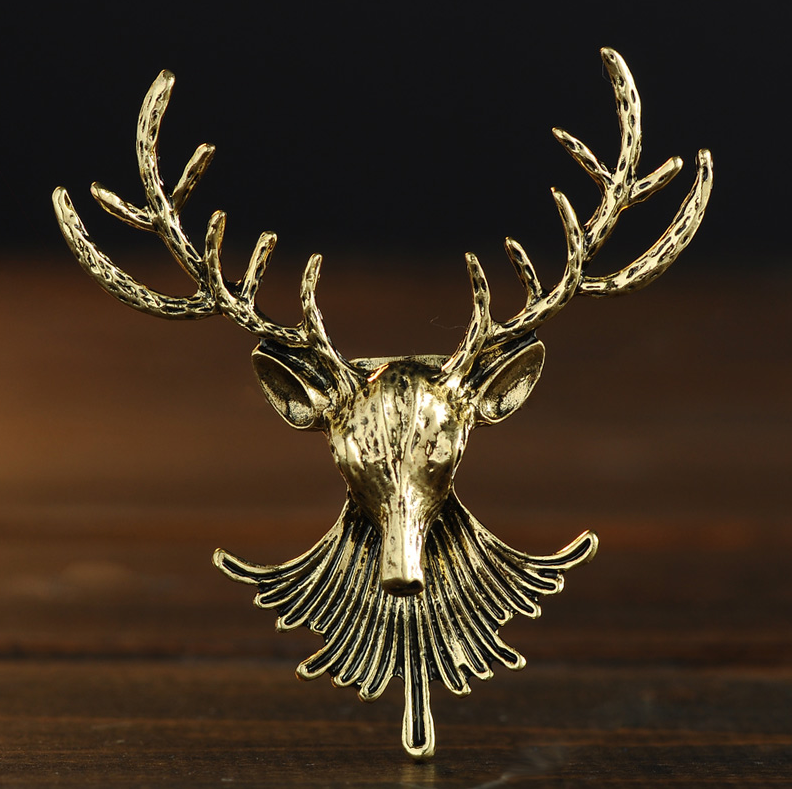 胸针男鹿头_麋鹿头胸针驯鹿圣诞新年胸花领针男女配饰特价清仓复古