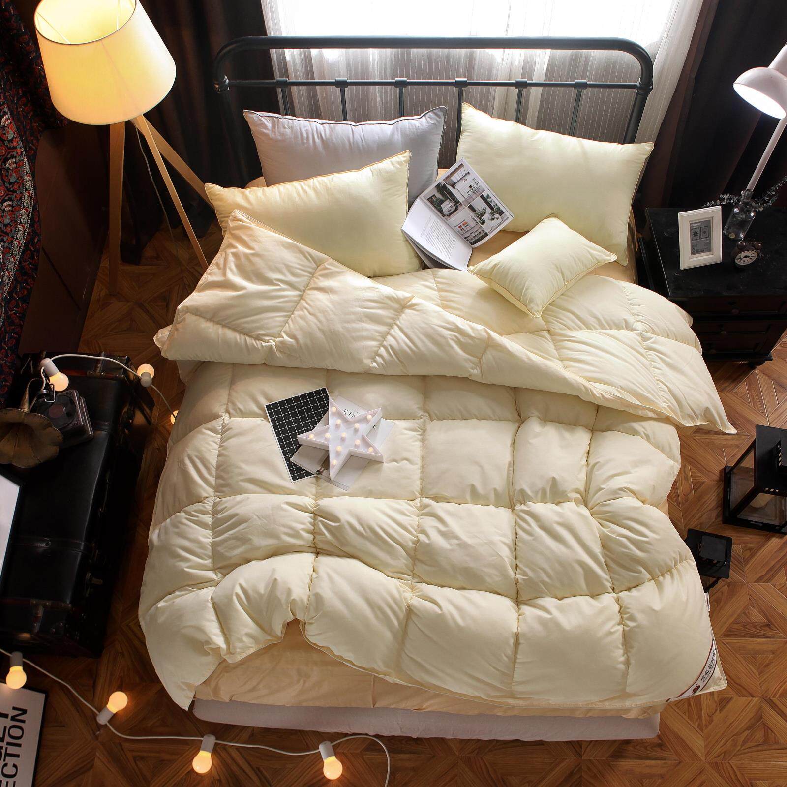 一折羽绒被子 单人_羽绒被五星级酒店鸭毛被芯单人双人加厚保暖羽毛被