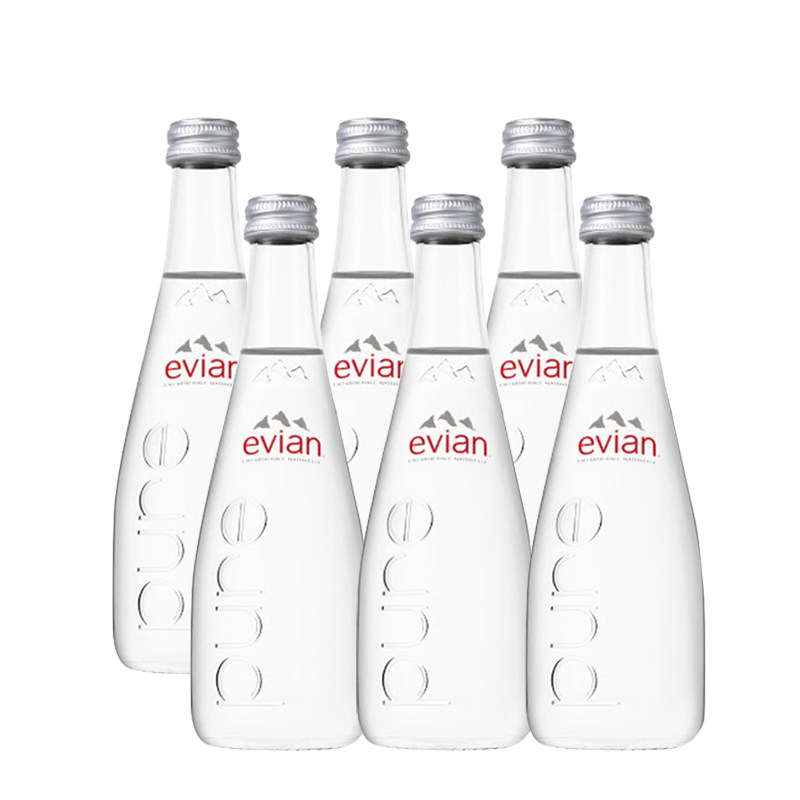 法国进口evian/依云天然矿泉水玻璃瓶330ml*1瓶