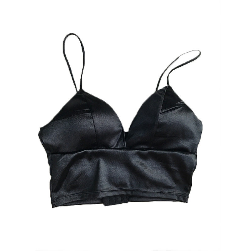 性感细绳细肩带裹胸抹胸美背文胸吊带内衣短款无钢圈背心带胸垫