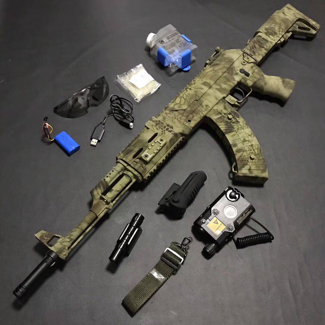 ak12突击步枪丛林蟒纹迷彩冲锋枪ak47下供弹连发对战小月亮水弹枪